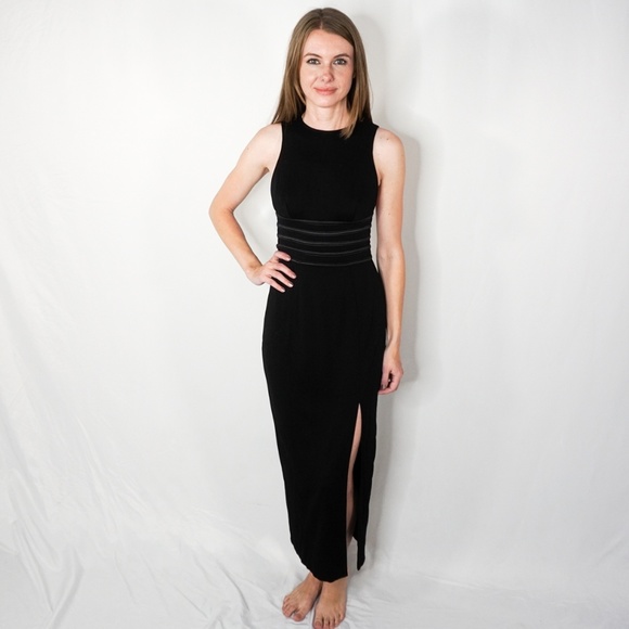 TADASHI Petites Black Maxi Dress with Slit - Picture 2 of 8
